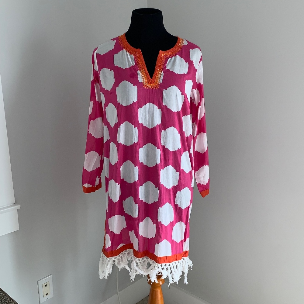 Masala Baby Pink with Large White Polka Dot Dress
